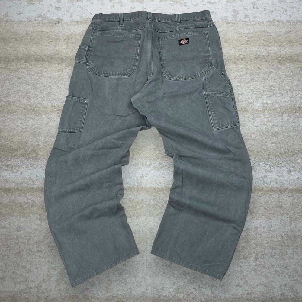 Vintage 90s Dickies Carpenter Pants 38x32 Baggy Wide Leg Green Canvas Dungarees